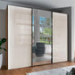 Monaco 3000 Bianco Oak Champagne Glass Triple Sliding Door Wardrobe with Mirror
