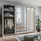 Monaco 3000 Bianco Oak Champagne Glass Triple Sliding Door Wardrobe with Mirror