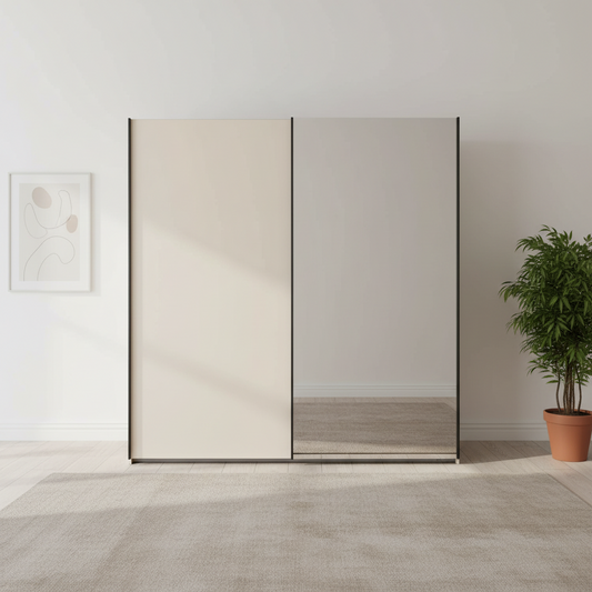 Monaco 3000 Champagne 2 Door Sliding Wardrobe with Mirror