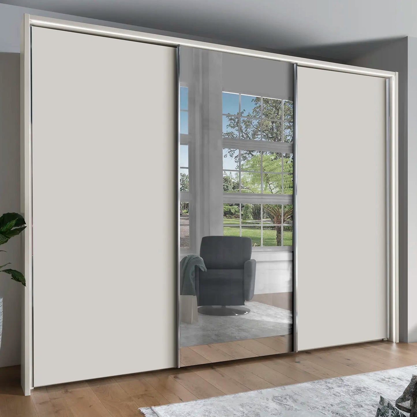 Monaco 3000 Champagne Decor Large Sliding Door Wardrobe with Mirror