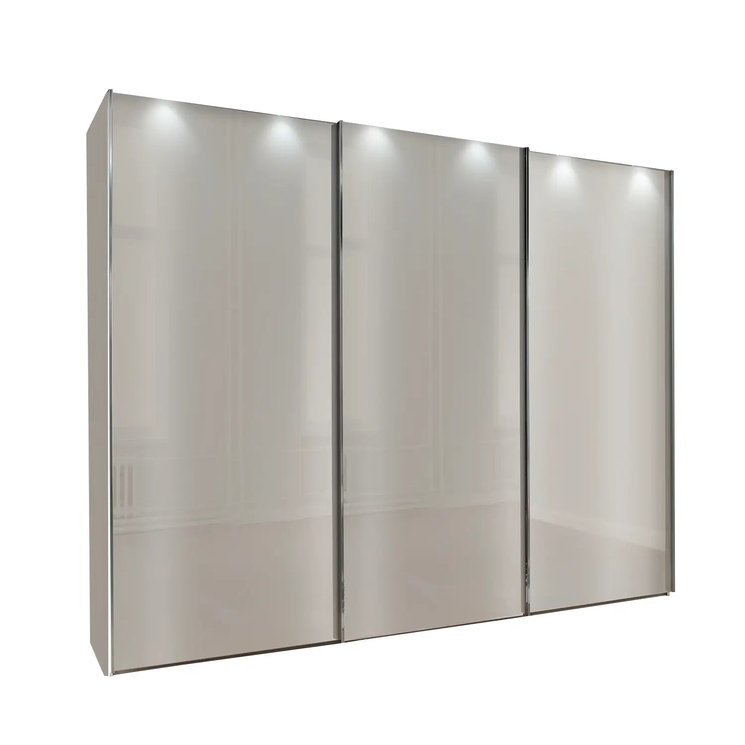 Monaco 3000 Sliding 3 Door White Glass Wardrobe 