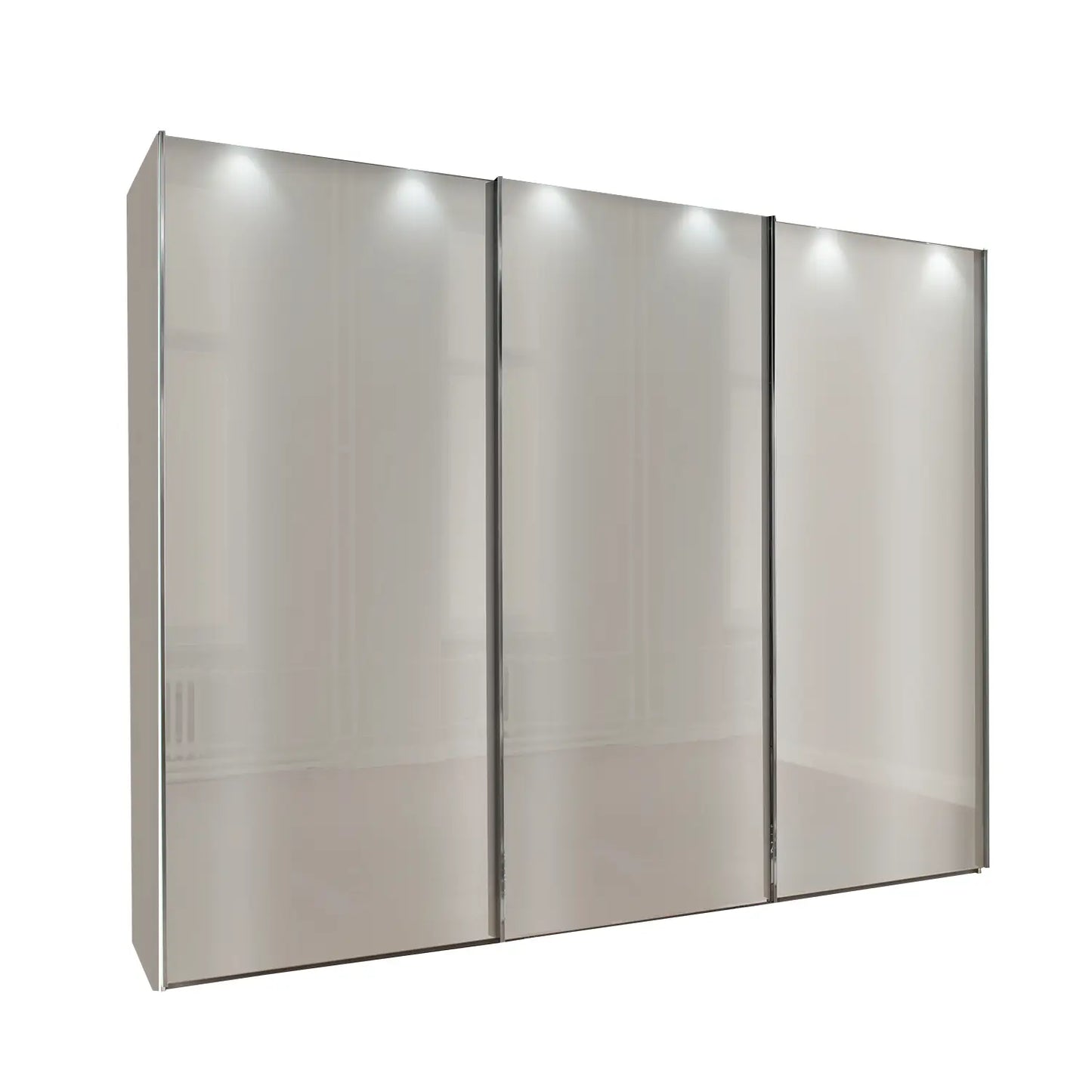 Monaco 3000 Sliding 3 Door White Glass Wardrobe 