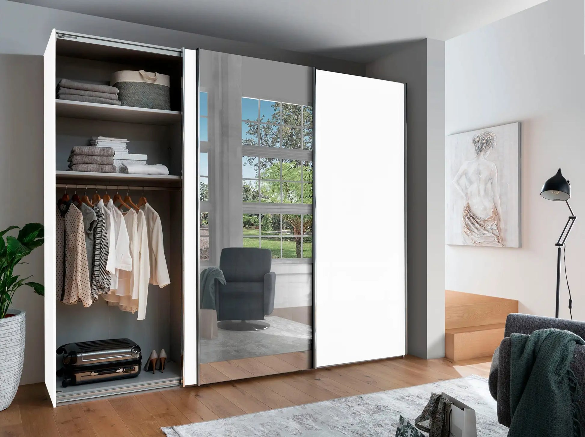 Monaco 3000 Decor White Large Sliding Door Wardrobe 