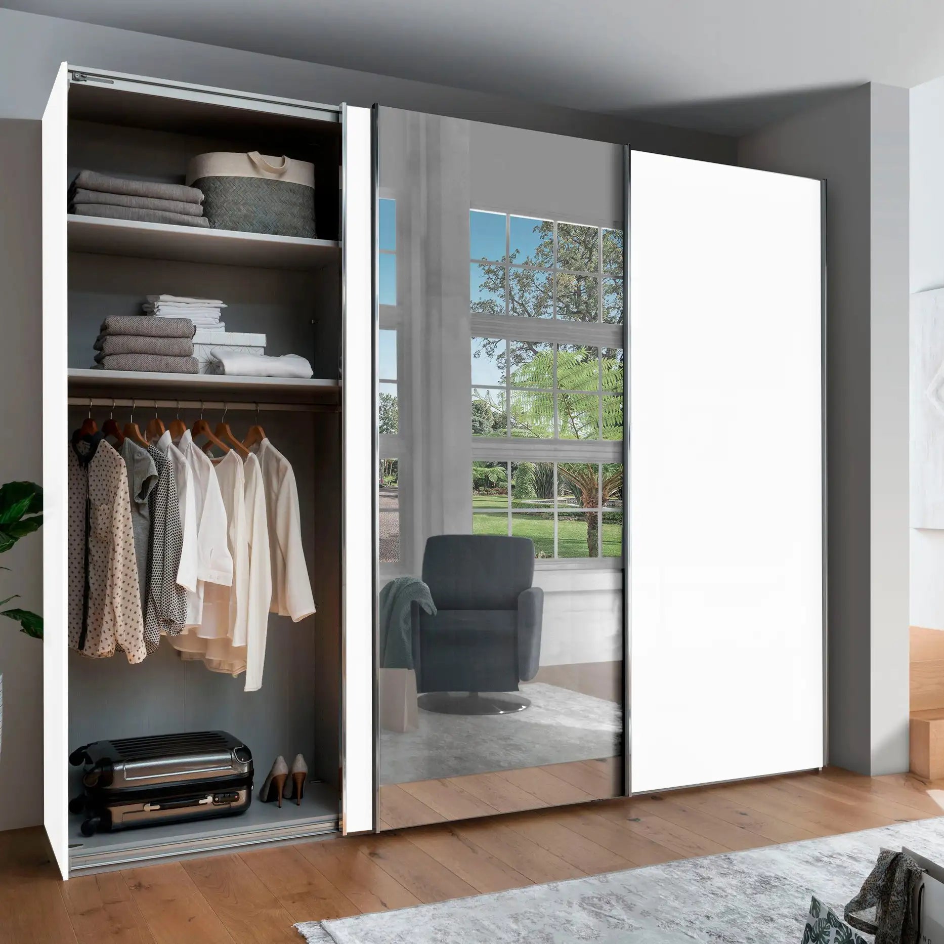 Monaco 3000 Decor White Large Sliding Door Wardrobe 