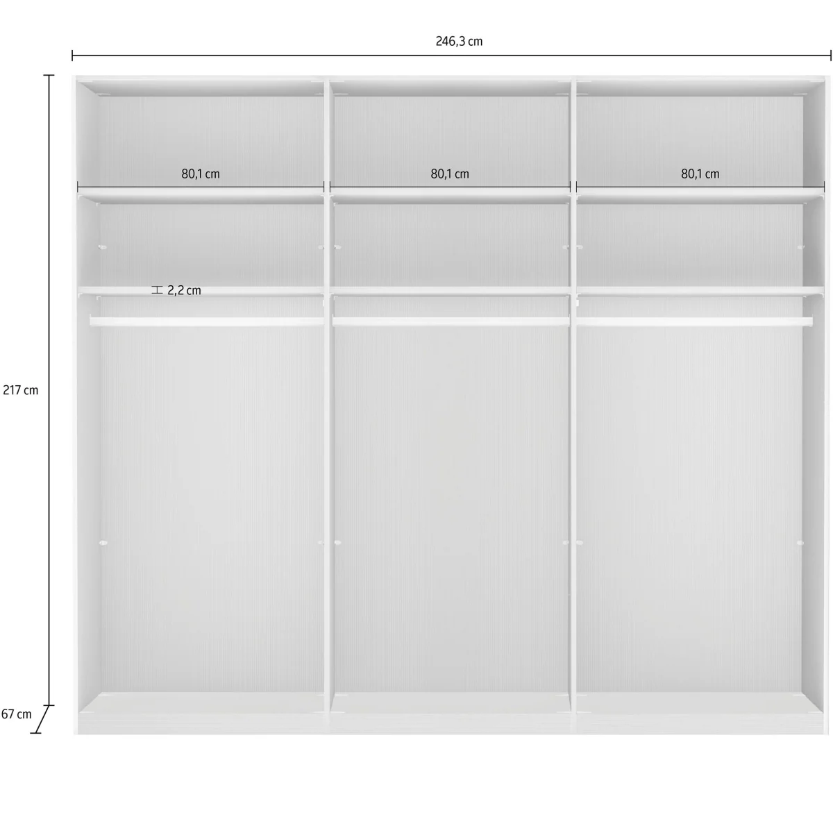 Monaco 3000 Pebble Grey Decor Large Sliding Door Wardrobe with Mirror