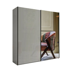 Monaco 3000 Pebble Grey Glass & Mirror 2 Door Sliding Wardrobe 