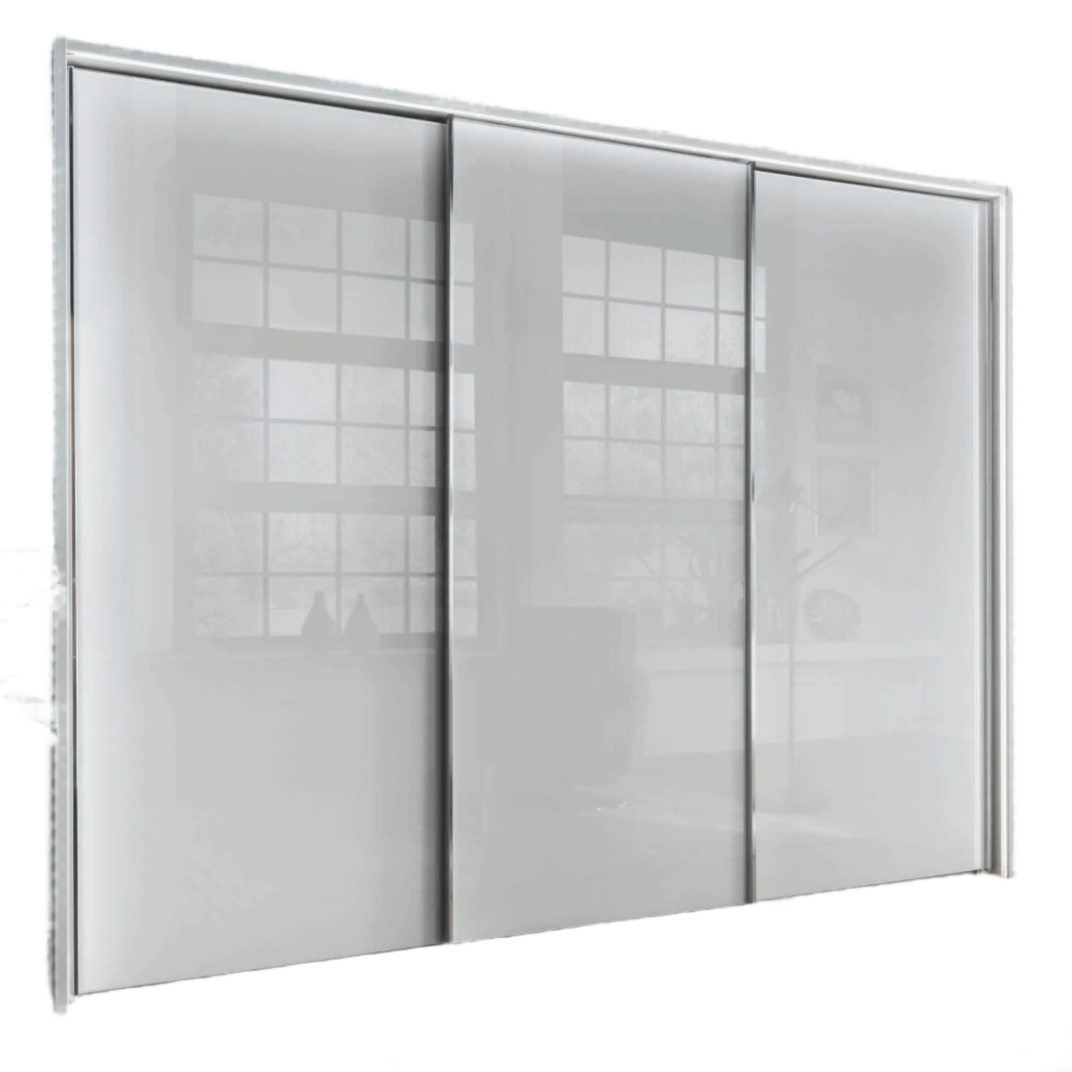 Monaco 3000 Sliding 3 Door White Glass Wardrobe 