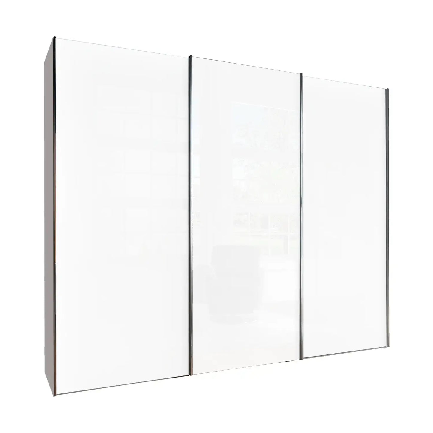 Monaco 3000 Sliding 3 Door White Glass Wardrobe