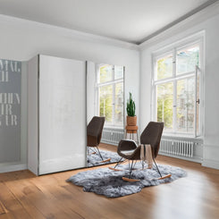 Monaco 3000 White 2 Door Sliding Wardrobe with Mirror 