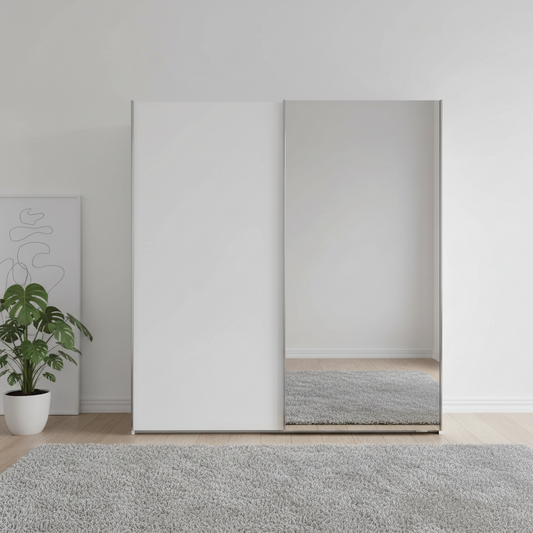 Monaco 3000 White 2 Door Sliding Wardrobe with Mirror