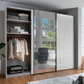 Monaco 3000 White Glass Large Sliding Door Wardrobe with Mirror 