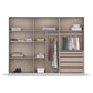 Novus 6 Door Glass Hinged Wardrobe in White - 271cm - Premium Interior View Styled in a Living Room