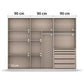Novus 6 Door Glass Hinged Wardrobe - 271cm - Premium Interior View With Dimensions