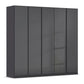 Novus 5 Door Glass Hinged Wardrobe in Basalt Glass - 226cm