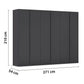 Novus 6 Door Decor Hinged Wardrobe in Graphite- 271cm - Dimensions