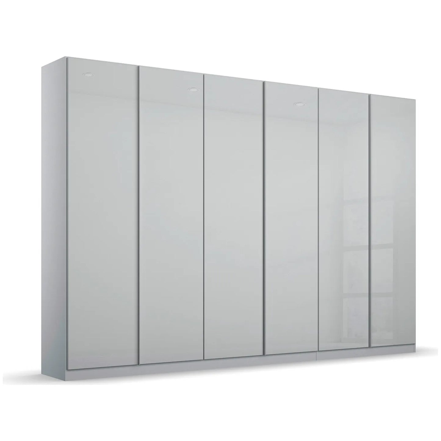 Novus 6 Door Glass Hinged Wardrobe in  Silk Grey - 271cm