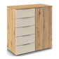Rauch Monza Chest Of Drawers With 1 Door & 5 Drawers- 80cm in Artisan Oak & Champagne