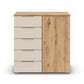 Rauch Monza Chest Of Drawers With 1 Door & 5 Drawers- 80cm in Artisan Oak & Champagne front view