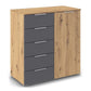 Rauch Monza Chest Of Drawers With 1 Door & 5 Drawers- 80cm in Artisan Oak & Metallic Grey