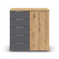 Rauch Monza Chest Of Drawers With 1 Door & 5 Drawers- 80cm in Artisan Oak & Metallic Grey front view