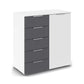 Rauch Monza Chest Of Drawers With 1 Door & 5 Drawers- 80cm in Alpine White & Metallic Grey Drawers
