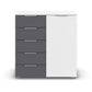 Rauch Monza Chest Of Drawers With 1 Door & 5 Drawers- 80cm in Alpine White & Metallic Grey Drawers frot view