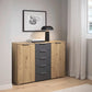 Rauch Monza 2 Doors & 5 Drawers Chest - 120cm in Artisan Oak & Metallic Grey styled in a modern bedroom