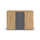 Rauch Monza 2 Doors & 5 Drawers Chest - 120cm in Artisan Oak & Metallic Grey Drawers front view