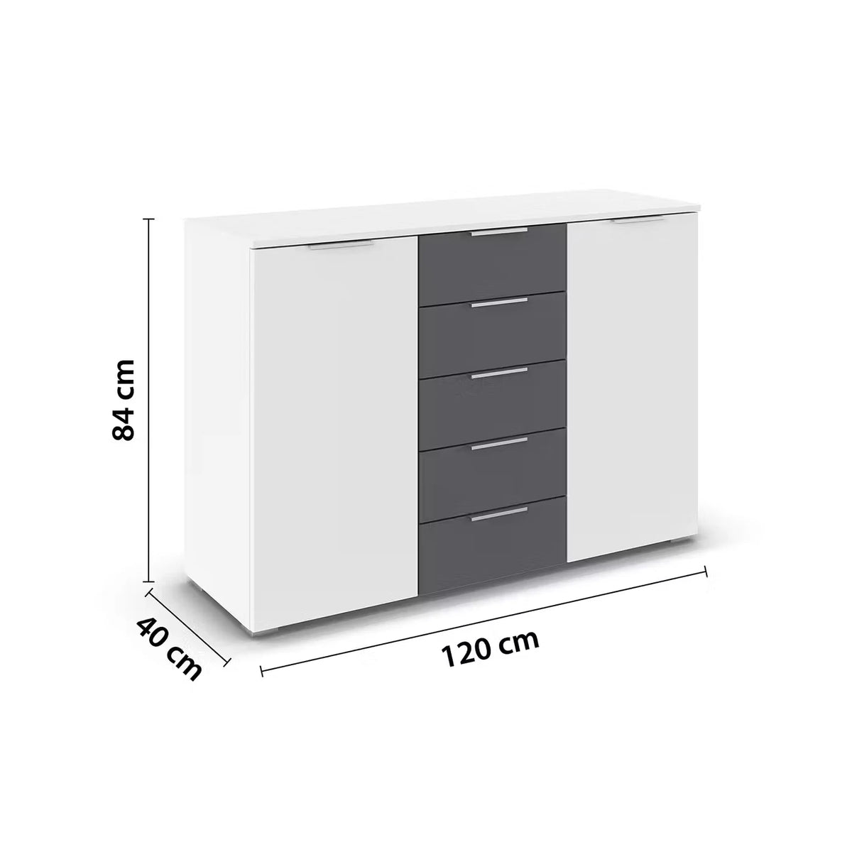 Rauch Monza 2 Doors & 5 Drawers Chest - 120cm Dimensions