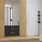 Mosbach 4 Door Graphite & Oak Wardrobe with Mirror and Drawers - 181cm - Mirror & Drawers view