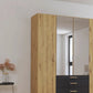 Mosbach 4 Door Graphite & Oak Wardrobe with Mirror and Drawers - 181cm - Side Angle view