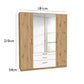 Mosbach 4 Door White & Oak Wardrobe with Mirror and Drawers - 181cm - Dimenions