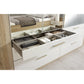 Mosbach 4 Door White & Oak Wardrobe with Mirror and Drawers - 181cm - Drawers view Styled in a Bedroom