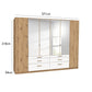 Mosbach 6 Door White & Oak Wardrobe with Mirror and Drawers - 271cm - Dimensions