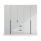 Mulheim 5 Door White Glass Wardrobe with Mirror and Drawers - Pendle Village Furniture