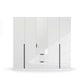 Mulheim 5 Door White Glass Wardrobe with Mirror and Drawers - Pendle Village Furniture