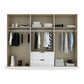 Mulheim 6 Door White Glass Wardrobe with Mirror and Drawers - Pendle Village Furniture