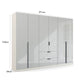 Mulheim 6 Door White Glass Wardrobe with Mirror and Drawers - Pendle Village Furniture