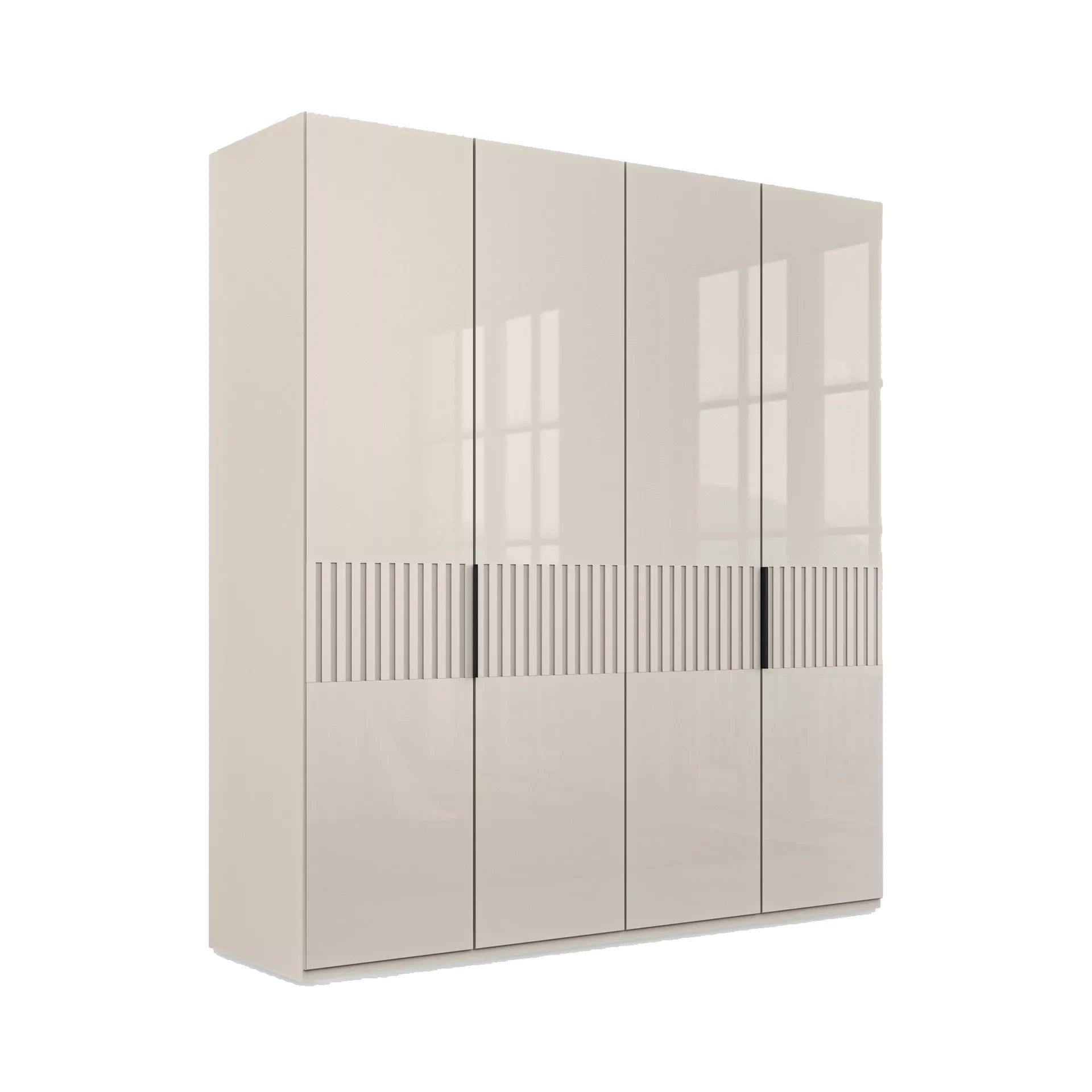 Wiemann Newlin Champagne Glass 4 Door Hinged Wardrobe with Decking on the middle of the door W200cm