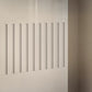 Close up Wiemann Newlin Champagne Glass Hinged door Wardrobe with Decking on the middle of the door 