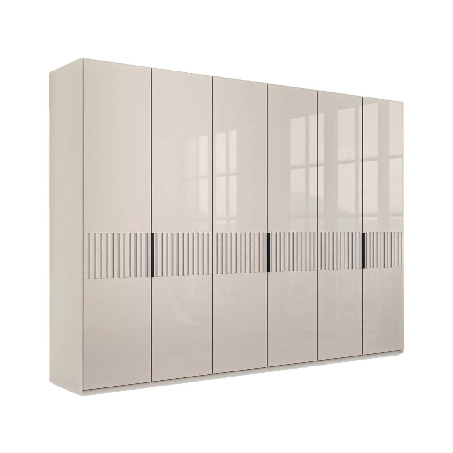 Wiemann Newlin Havana Glass Front 6 Door Hinged Wardrobe with Decking style