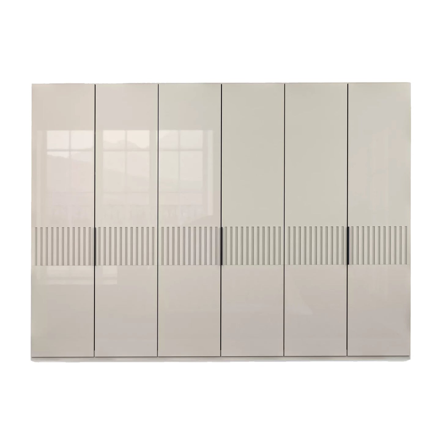 Wiemann Newlin Champagne Glass Front 6 Door Hinged Wardrobe - Width 300cm