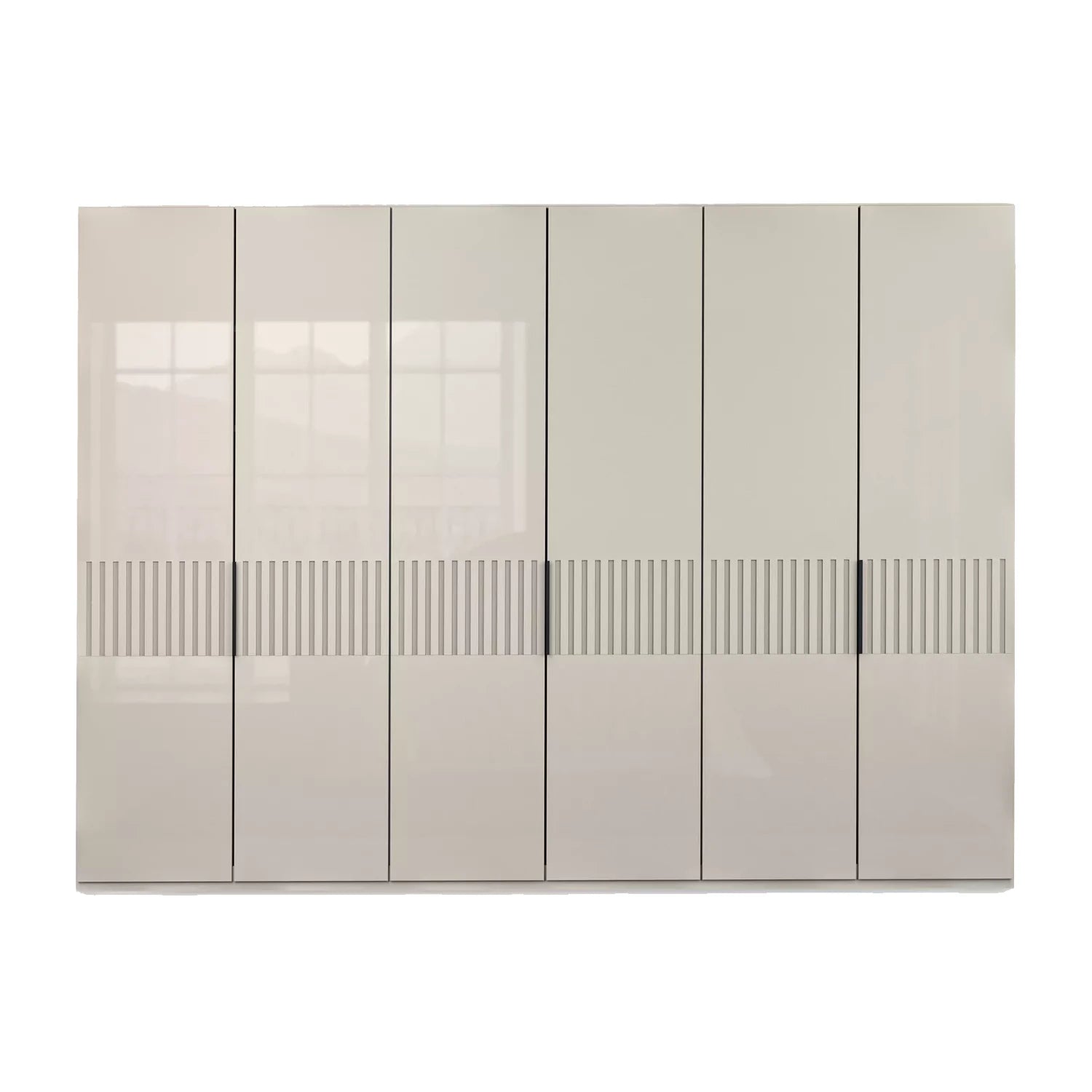 Wiemann Newlin Champagne Glass Front 6 Door Hinged Wardrobe - Width 300cm