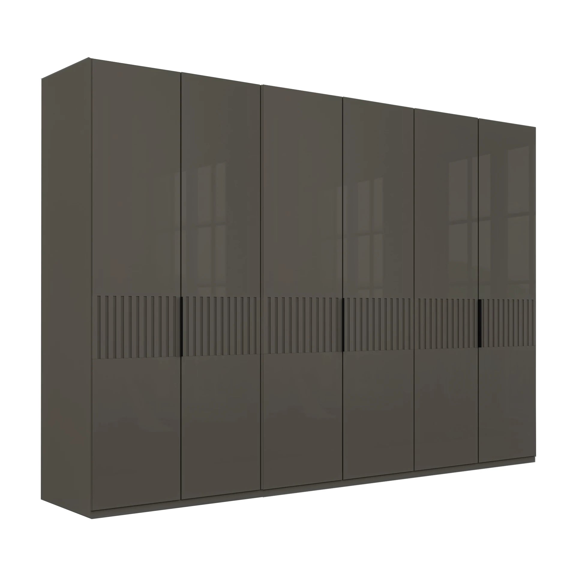 Wiemann Newlin Havana Glass Front 6 Door Hinged Wardrobe 