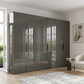 Wiemann Newlin Havana Glass Front 6 Door Hinged Wardrobe  Modern Luxurious 