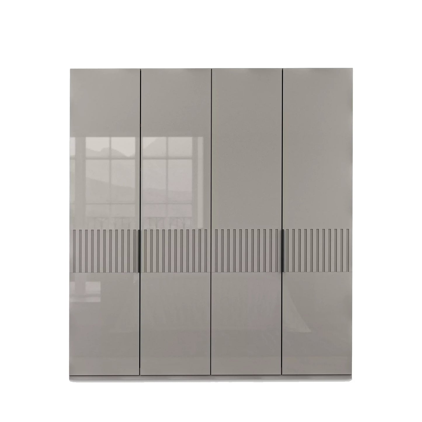 Decking style Wiemann Newlin Pebble Grey Glass Hinged 4 door Wardrobe 200cm