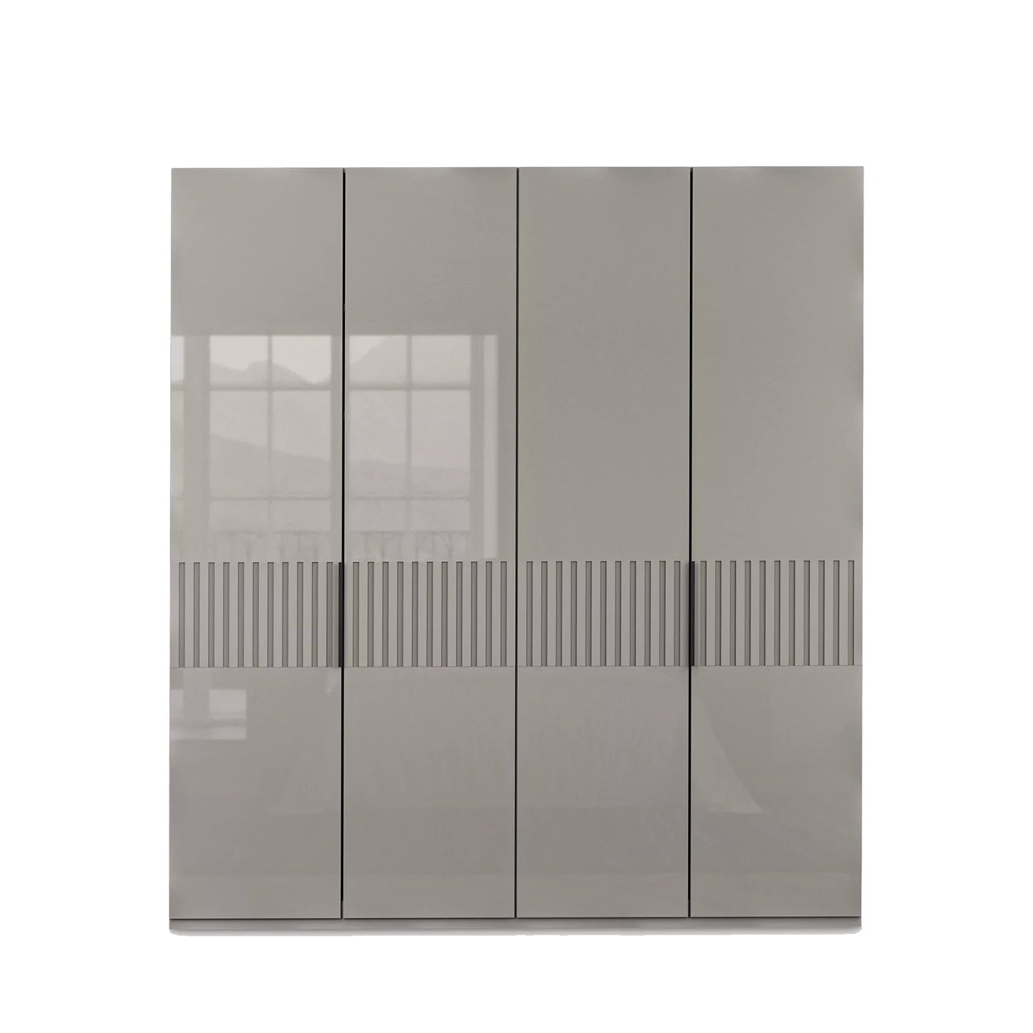 Decking style Wiemann Newlin Pebble Grey Glass Hinged 4 door Wardrobe 200cm