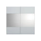 Silk Grey sliding wardrobe door with reflective Grey Mirror on a white background