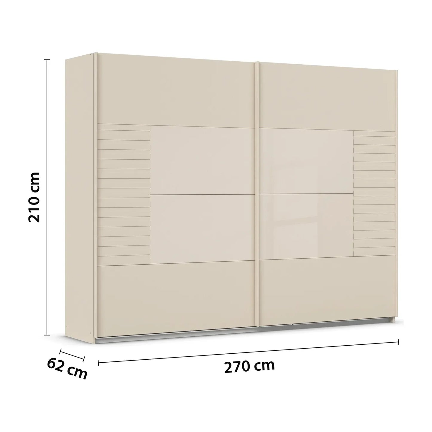 Novaro Champagne Glass Sliding Door Wardrobe - Dimensions