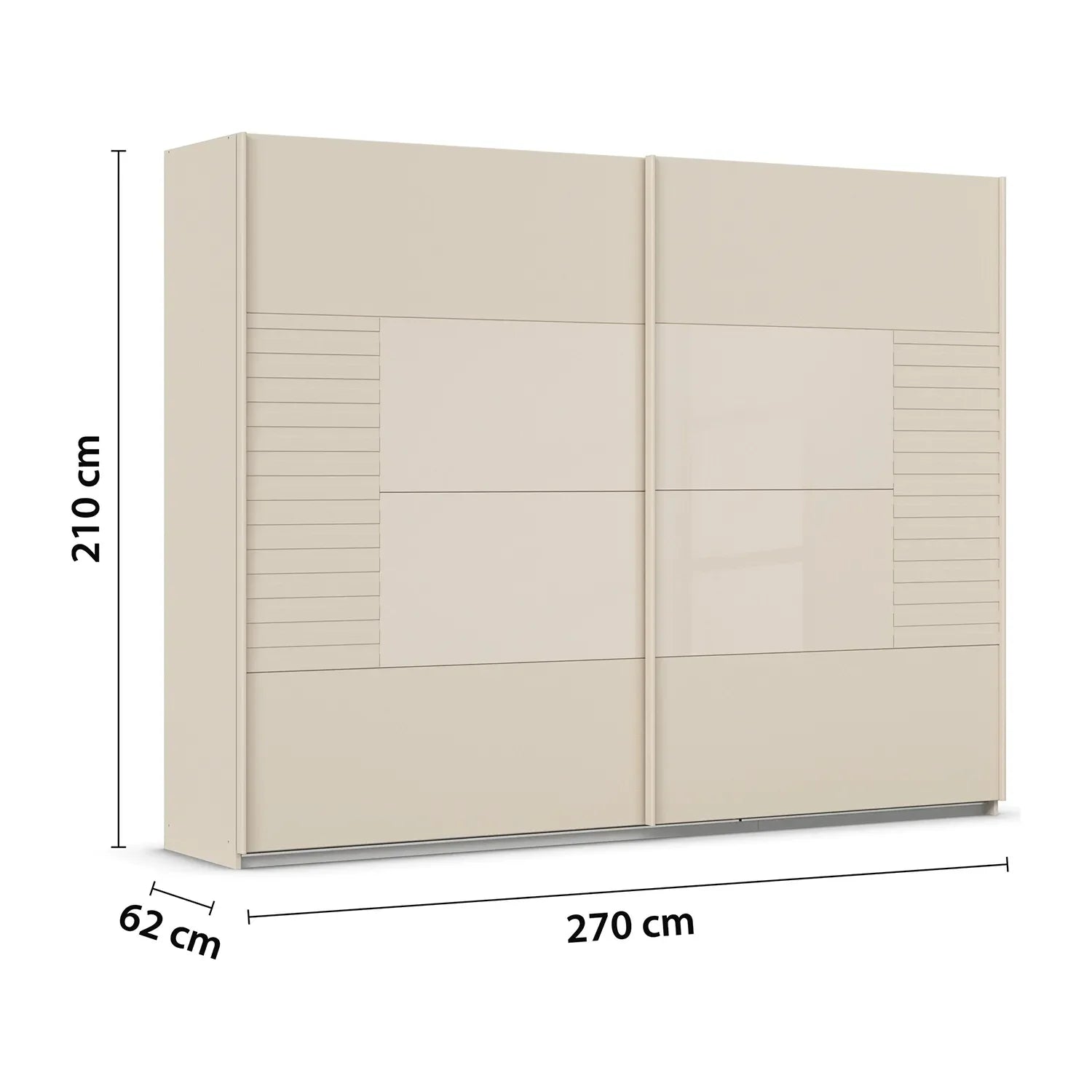 Novaro Champagne Glass Sliding Door Wardrobe - Dimensions